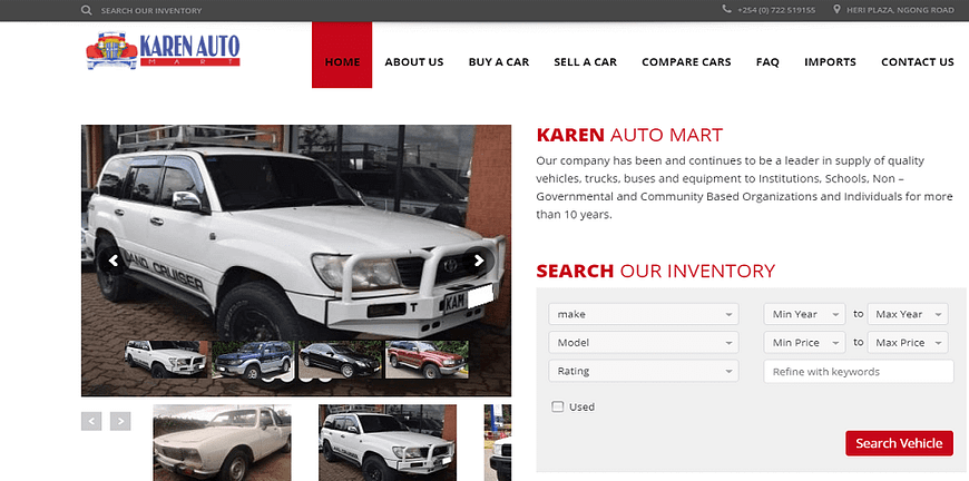 Car dealership web design Nairobi with Inventory Management